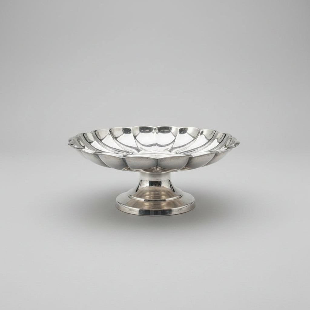 Large Scalloped Silverplate Pedestal Bowl