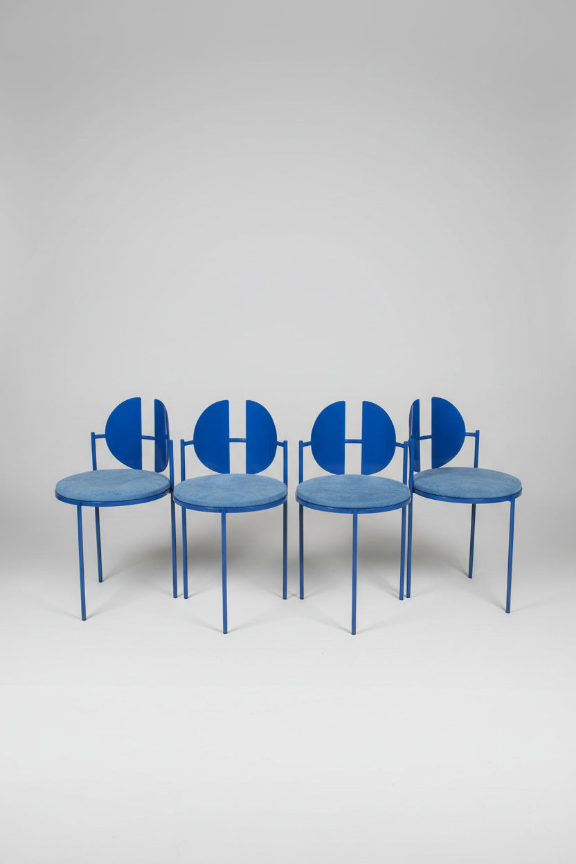 Qoticher Chair by Ángel Mombiedro set of 4 Yves Klein Blue