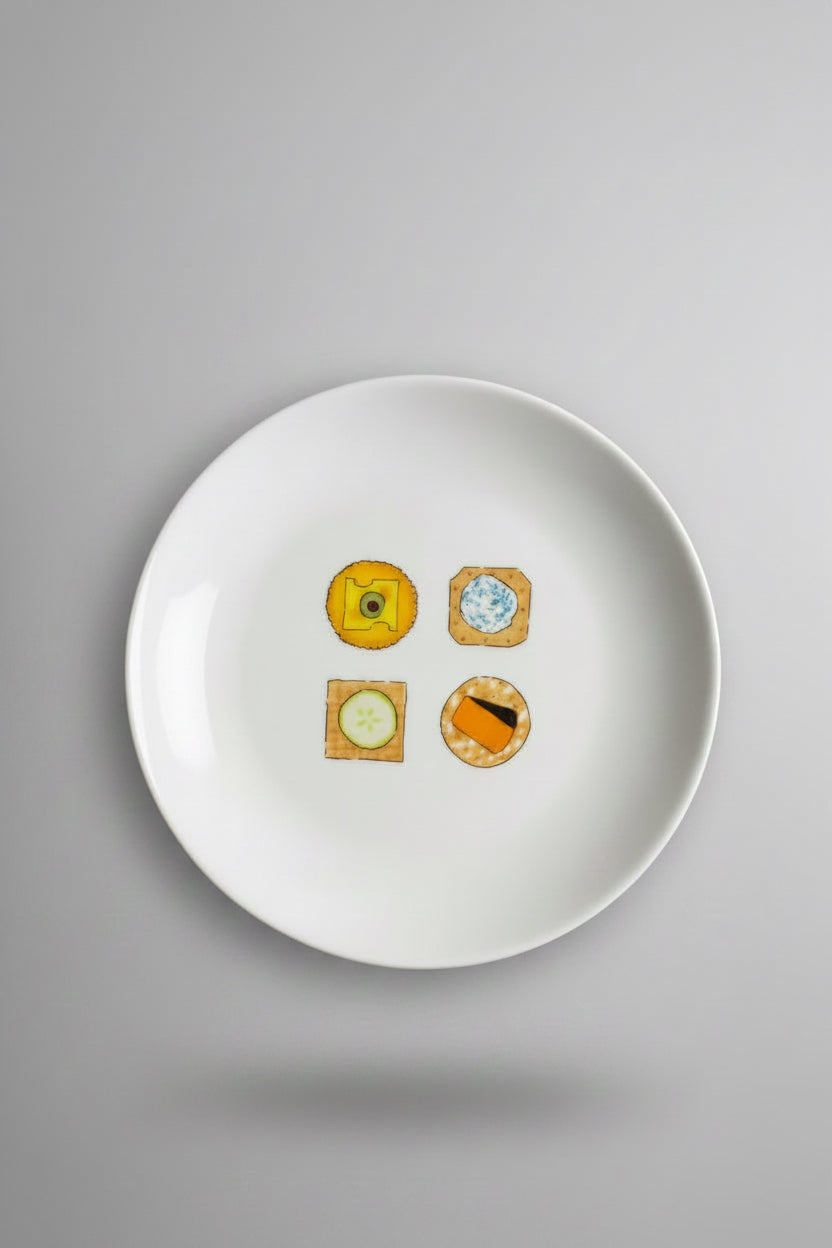 Set of 4 Whimsical Cheese and Cracker Plates by Nancy Green