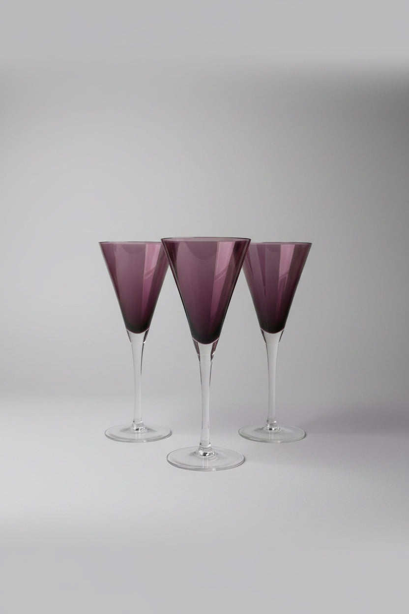 Vintage Amethyst Glass Stemware Set