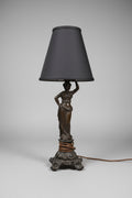 Classical Figurine Table Lamp with Charcoal Shade
