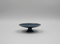Blue Enameled Cake Stand with Gold Rim