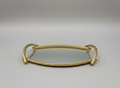 Vintage Italian Brass Twisted Handle Mirror Tray
