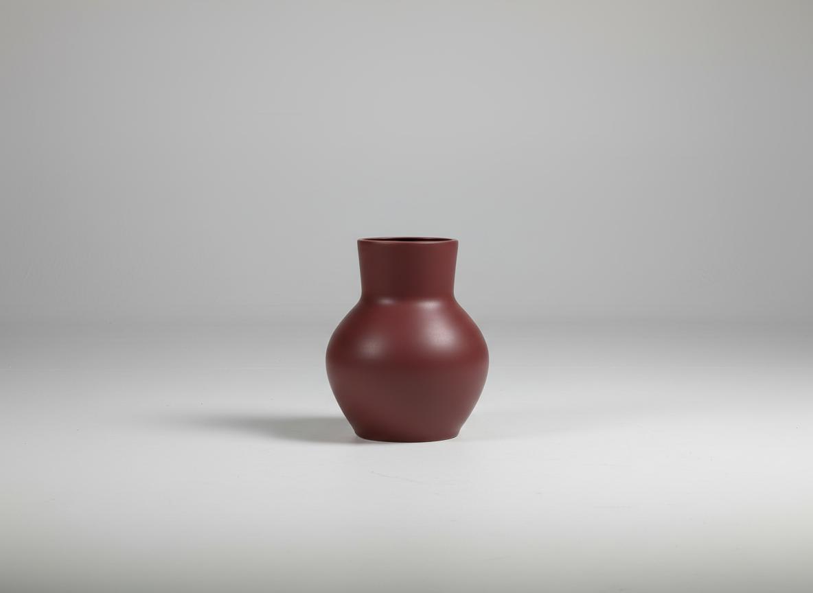 Burgundy Ceramic Bulbous Vase