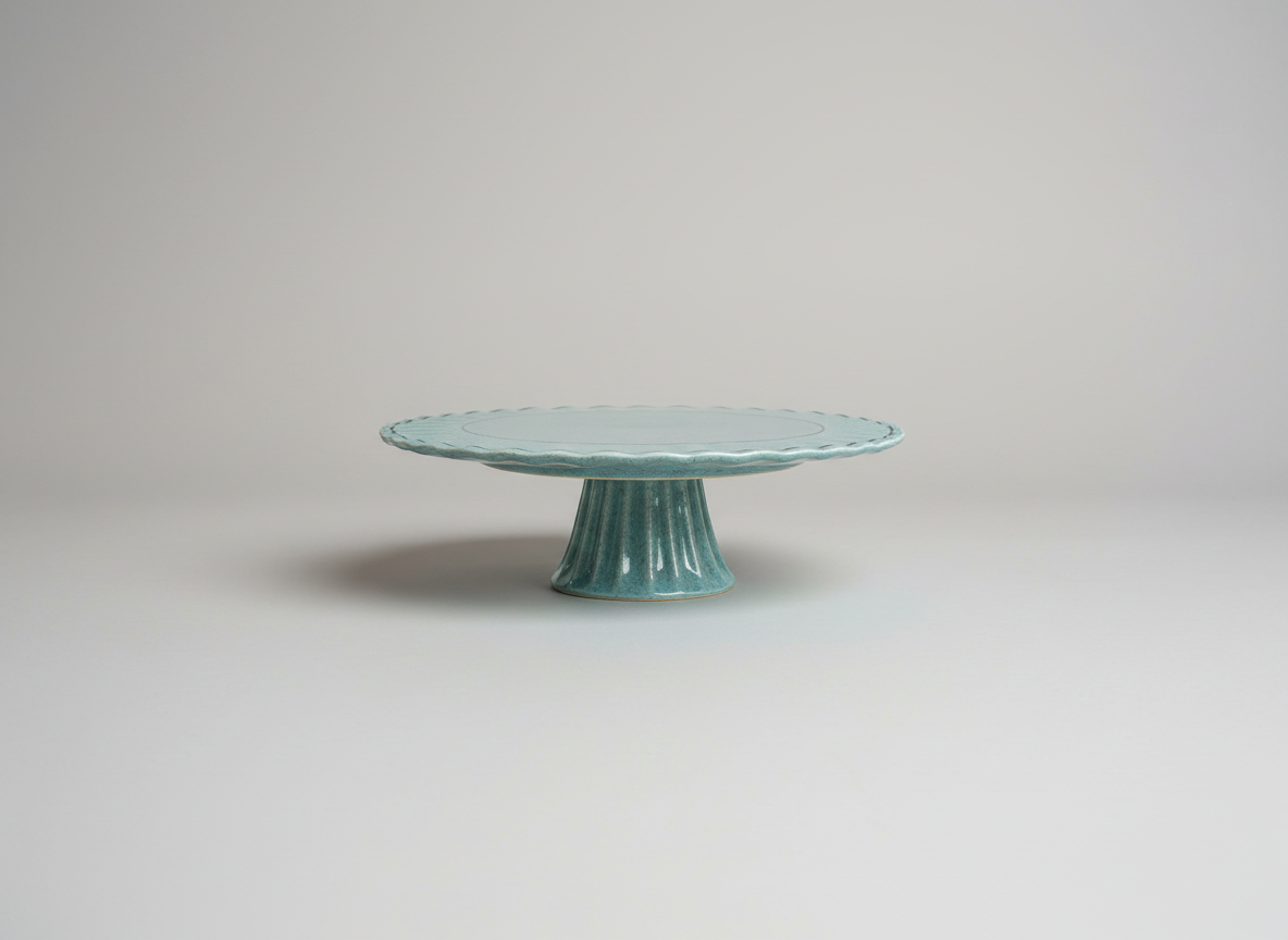 Turquoise Ceramic Pedestal Cake Stand