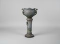 Ornate Majolica Pedestal Urn with Parrot Handles