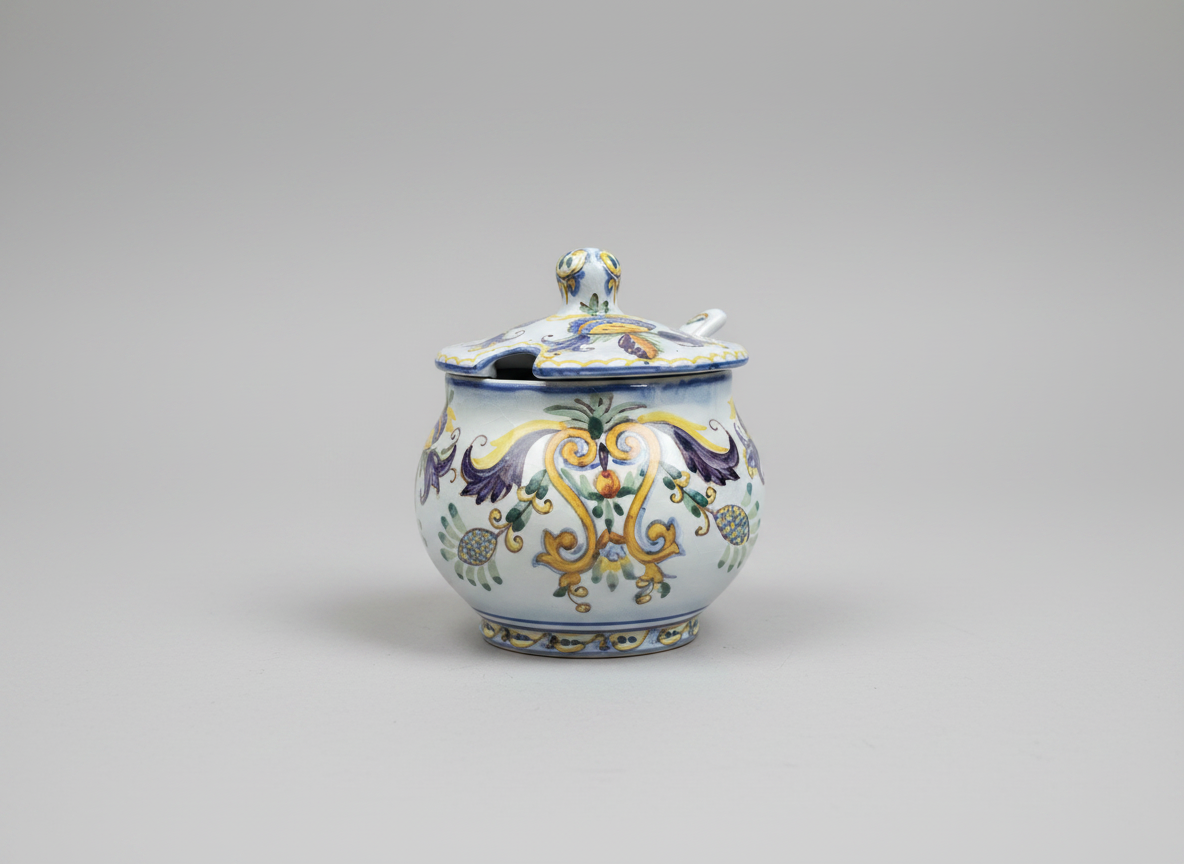 Portuguese Hand-Painted Ceramic Salt Cellar