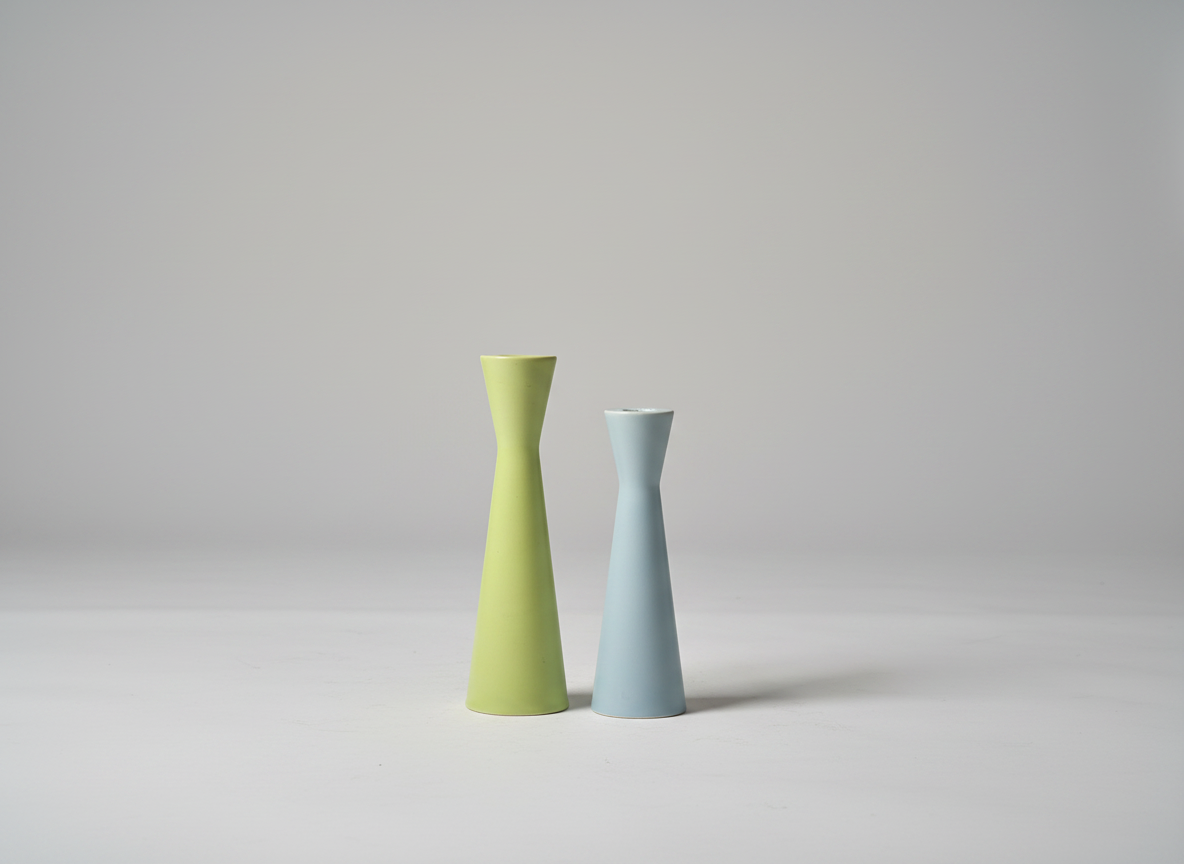 Ceramic Candle Holders - Blue & Green Set