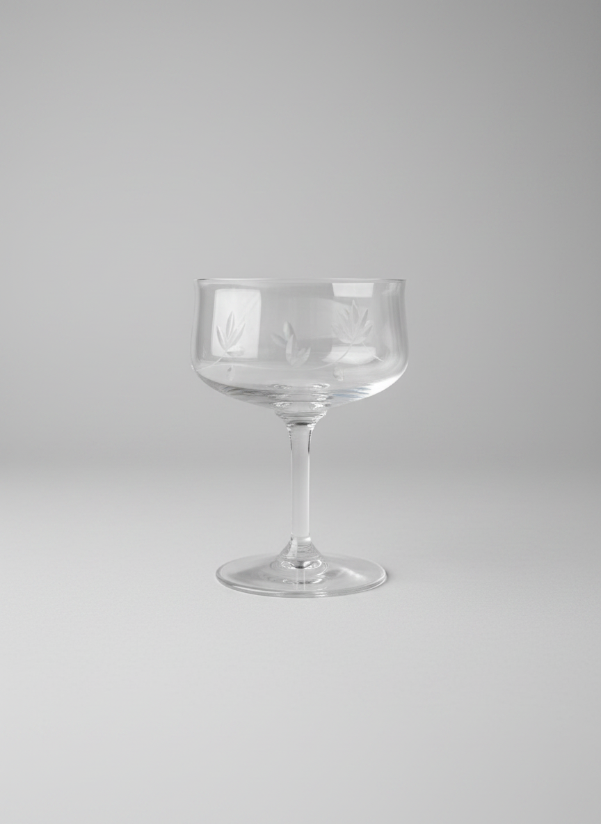 Vintage Etched Coupe Glass
