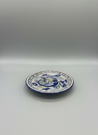 Hand-Painted Indigo & Chartreuse Ceramic Dinner Plate