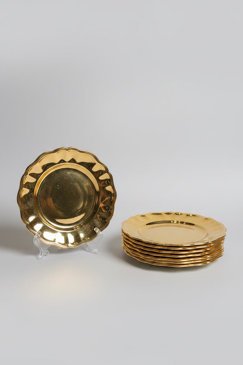 Set of Gold Ceramic Salad Plates from Italy