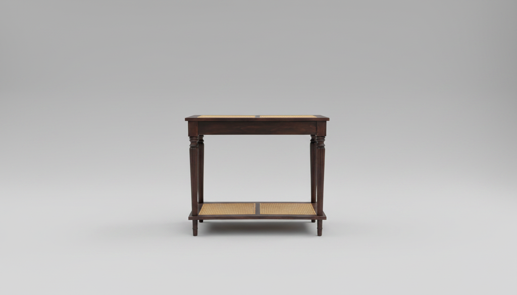 Vintage Mahogany + Rattan Console