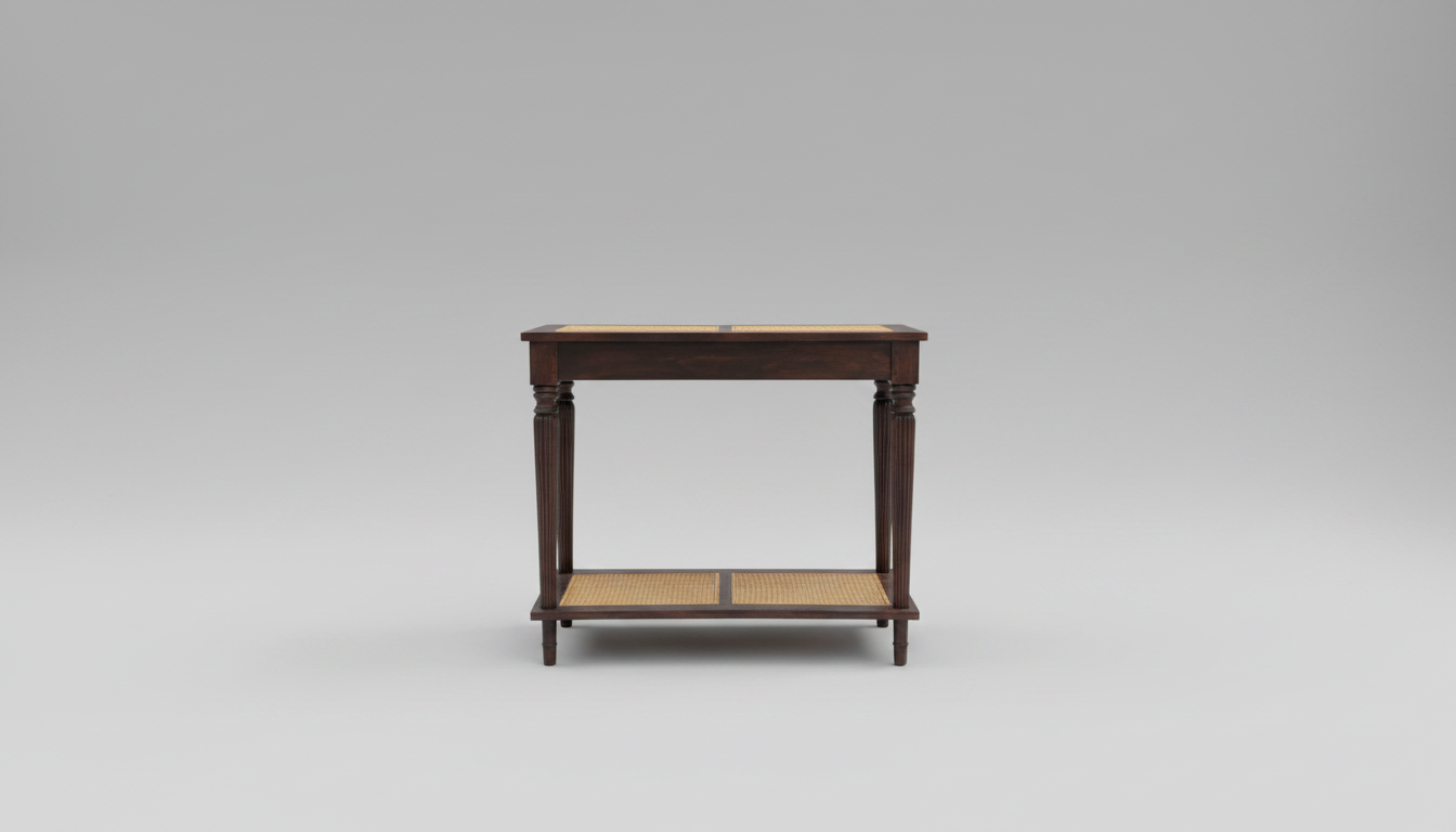 Vintage Mahogany + Rattan Console