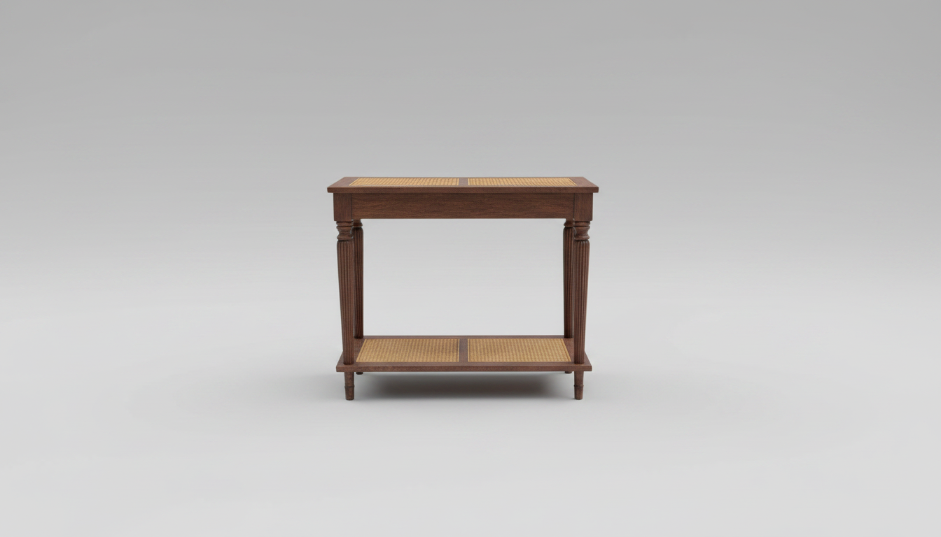 Vintage Mahogany + Rattan Console