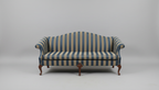 Antique 79" Striped Camelback Sofa with Cabriole Legs