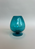 Vibrant Teal-Blue Glass Brandy Snifter Decorative Vase