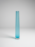 Tall Turquoise Glass Vase with Textured Surface