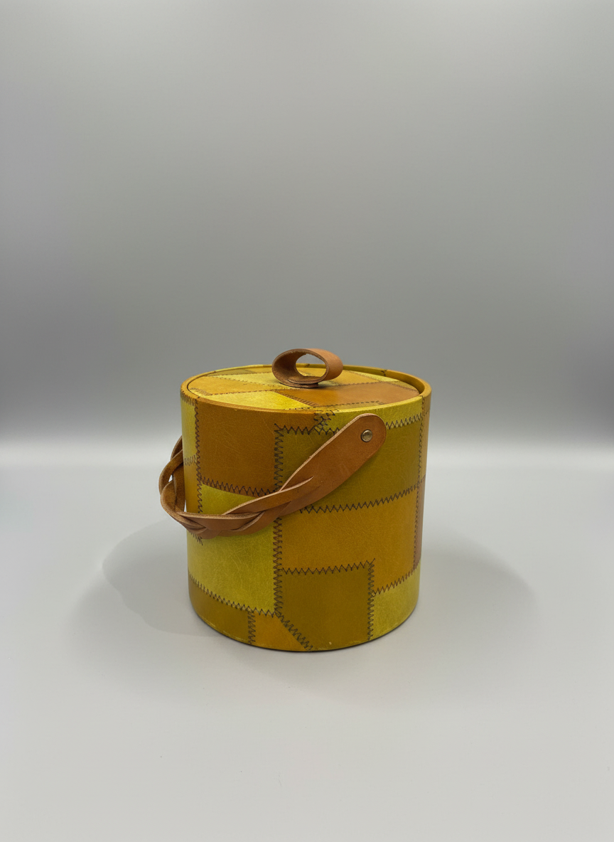 Irvinware Vinyl Faux Leather Plaid Ice Bucket, 1960s–1970s
