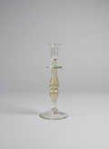 Vintage Glass Candlestick Holder with Amber Accents