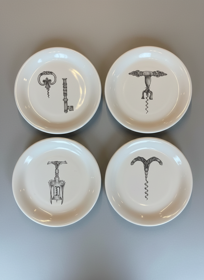 Corkscrew Appetizer Plates - Set of 4