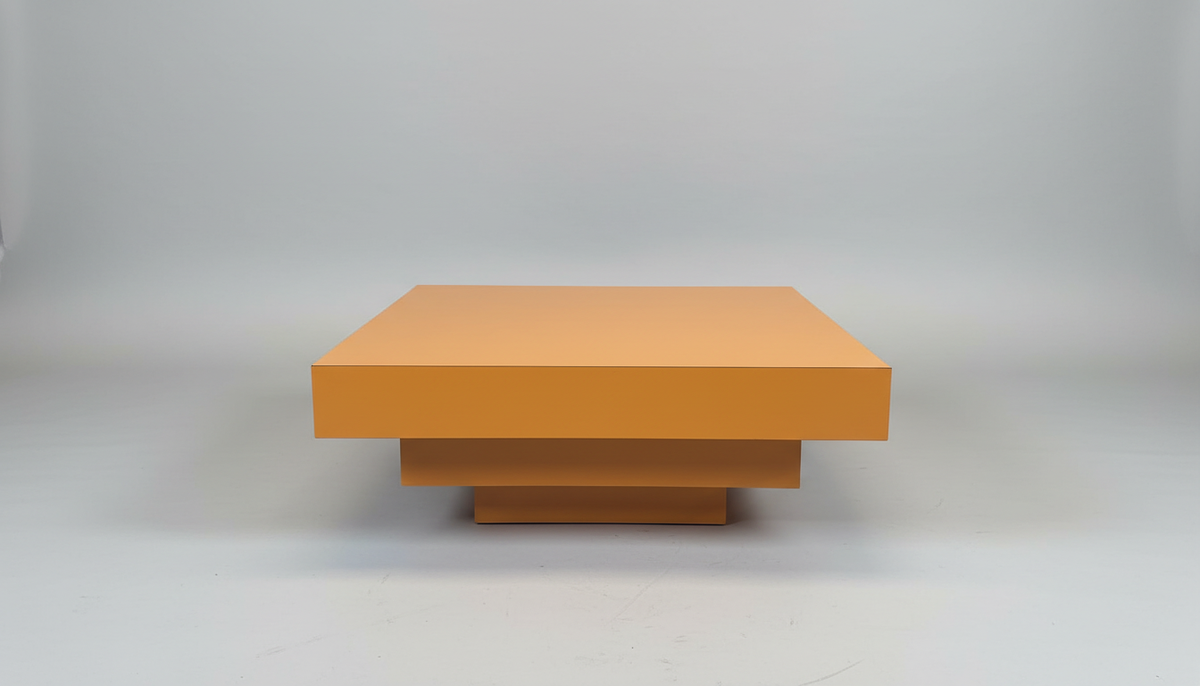 Golden Geometric Coffee Table with Stacked Base