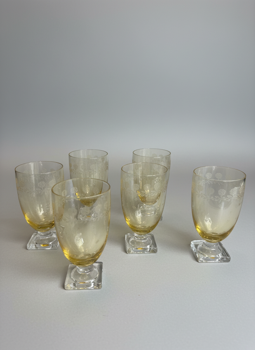 1930s Fostoria New Garland Topaz Yellow-Tinted Glass