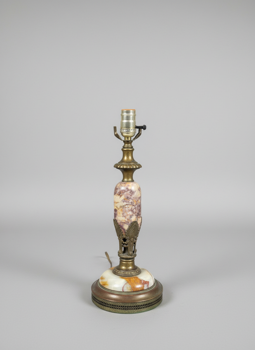 Vintage Marble and Brass Table Lamp