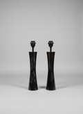 Pair of Cb2 Black Textured Metal Table Lamps