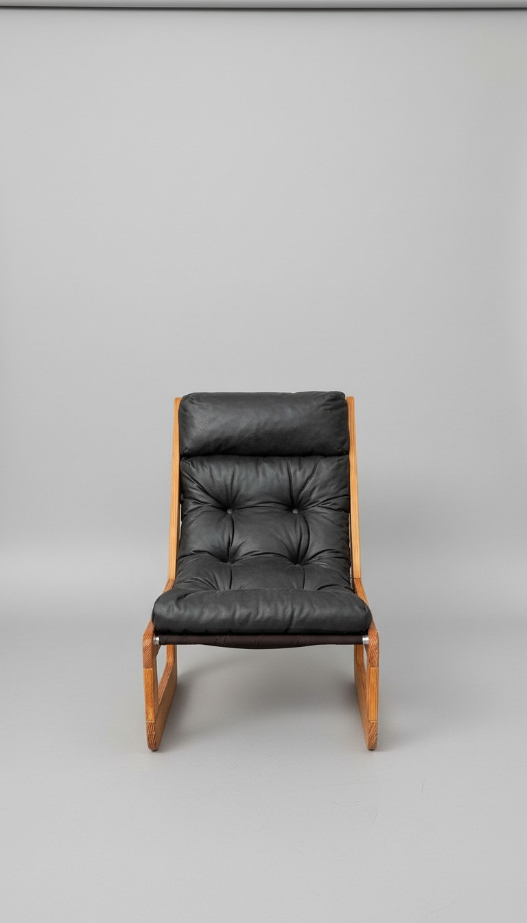 1970s Danish Pine Slingback Lounge Chair