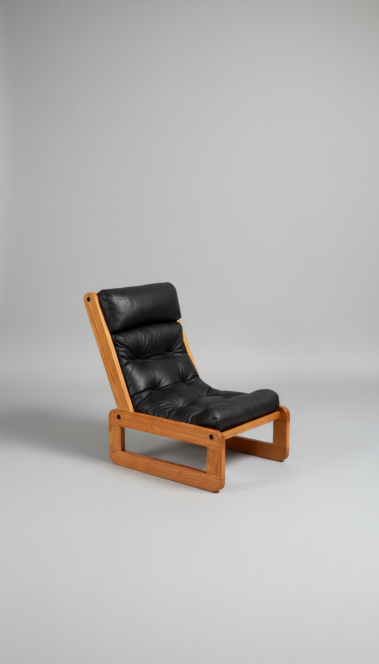 1970s Danish Pine Slingback Lounge Chair