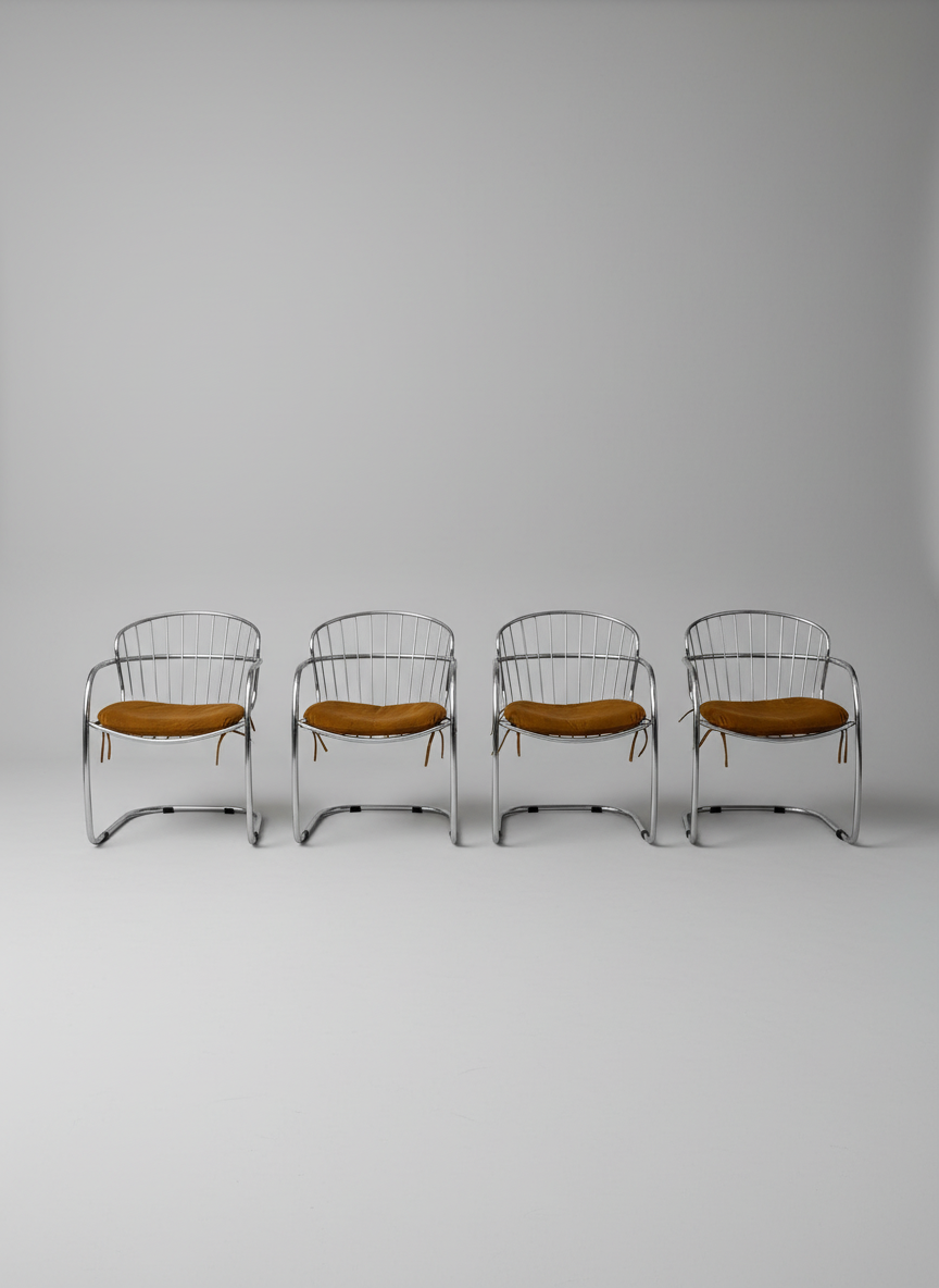 Set of 4 Gastone Rinaldi for Rima Cantilever Armchairs