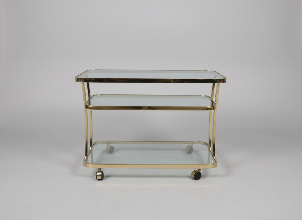 Vintage Brass and Glass Bar Cart