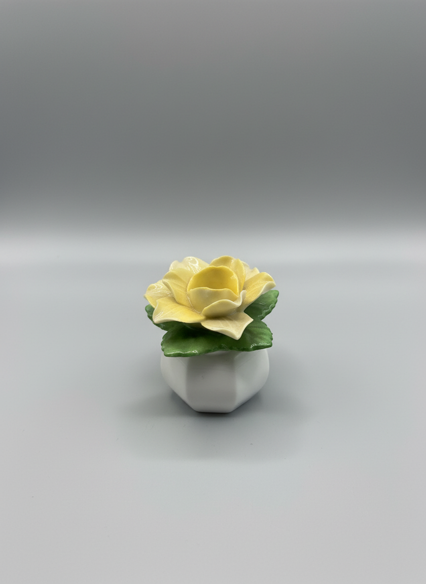 Yellow Rose Bud Candlestick Holder
