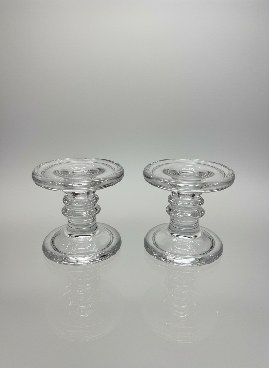 Elegant Glass Candleholder Pair