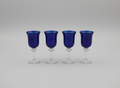 Set of Four Cobalt Blue Stemmed Goblets