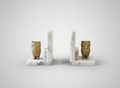 Vintage Marbled Platform Gold Owl Bookends