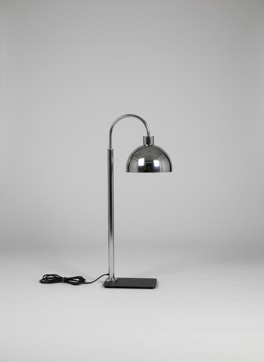 Polished Chrome Arc Lamp with Iron Foot