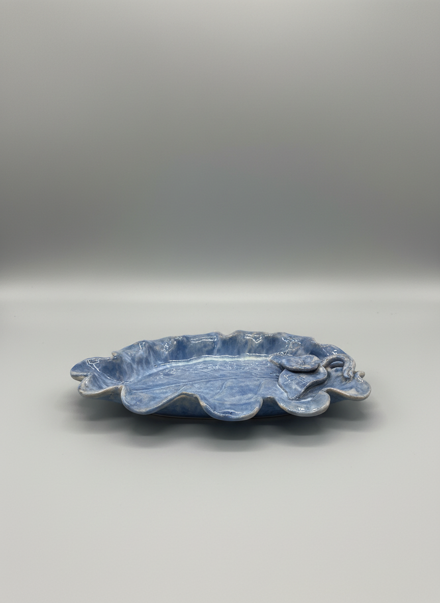 Stangl Terra Rose Blue Leaf Tray
