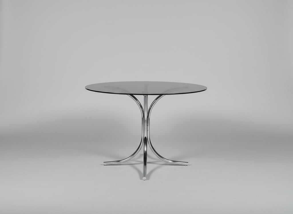 1970s Giotto Space Age Chrome & Smoked Glass Table