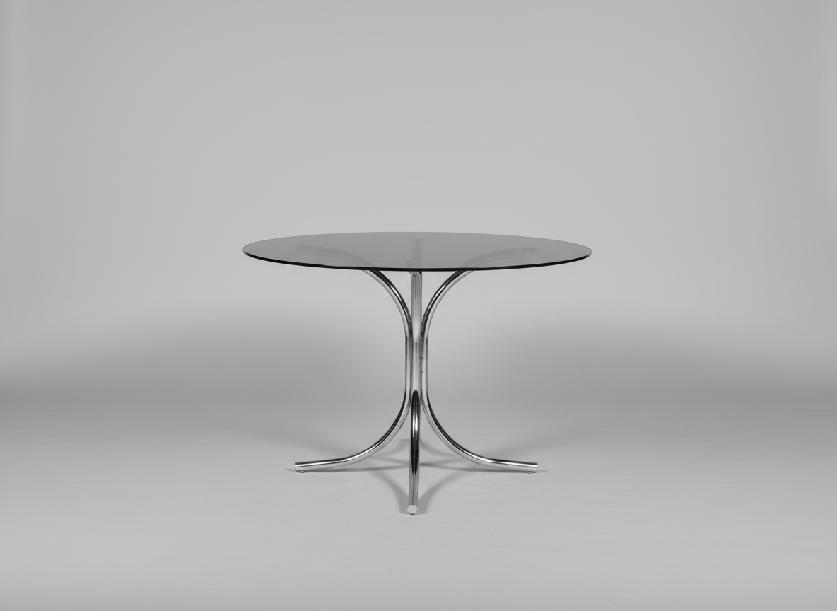 1970s Giotto Space Age Chrome & Smoked Glass Table