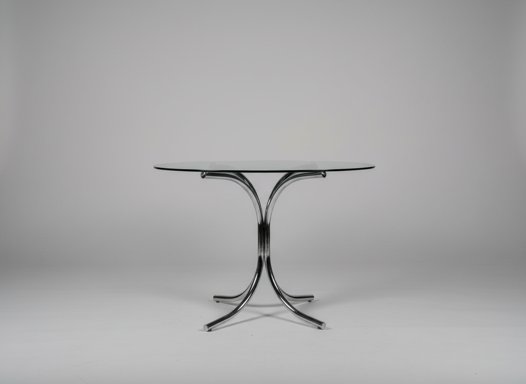 1970s Giotto Space Age Chrome & Smoked Glass Table