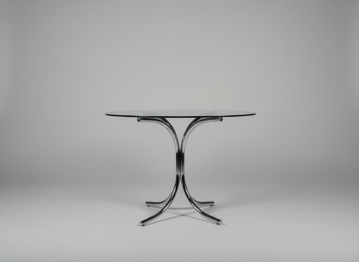 1970s Giotto Space Age Chrome & Smoked Glass Table