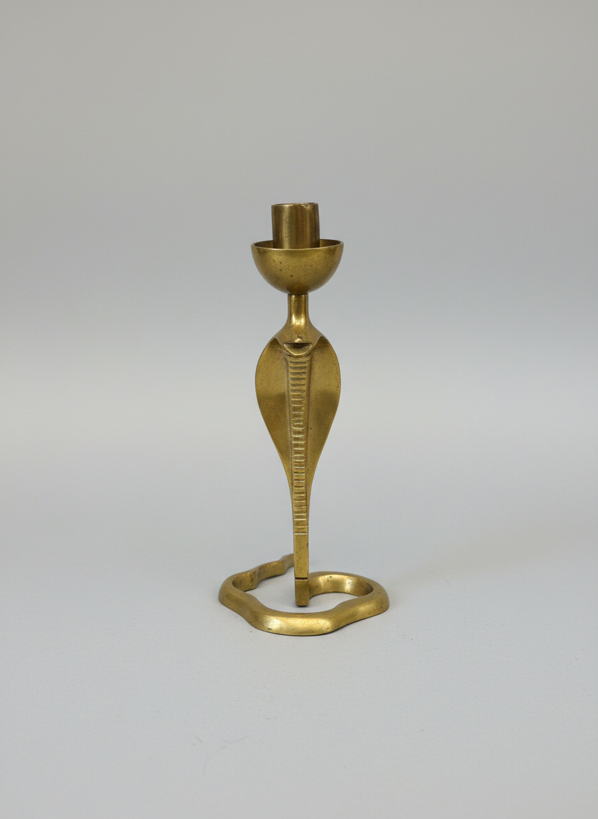 Vintage Brass Cobra candlestick
