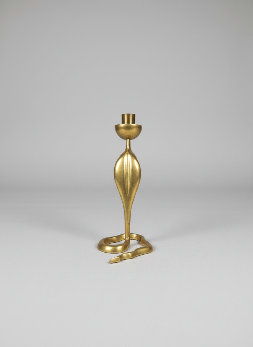 Vintage Brass Cobra candlestick