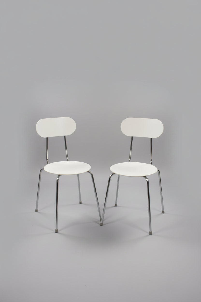 Pair of Magis Mariolina polypropylene stackable chairs with chrome frame