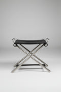 Leather & Chrome Folding Stool