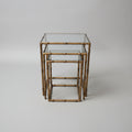 Set of 3 Brass Bamboo Nesting Tables