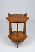 Vintage two-tier hexagonal wooden side table
