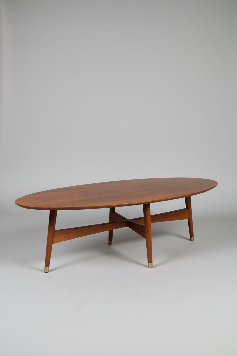Reeve Mid Century Walnut Surfboard Coffee Table 17 x 24 x 58