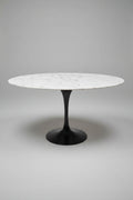 Marble Oval Tulip Table & Black Base 48 32 x 29